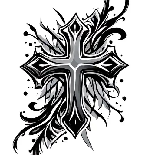 Cross Tribal tattoo design idea
