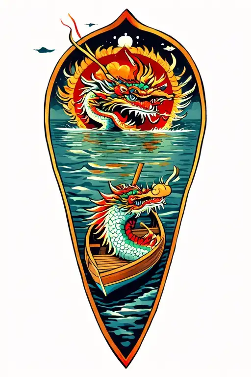 Dragon Boat riding tattoo design idea