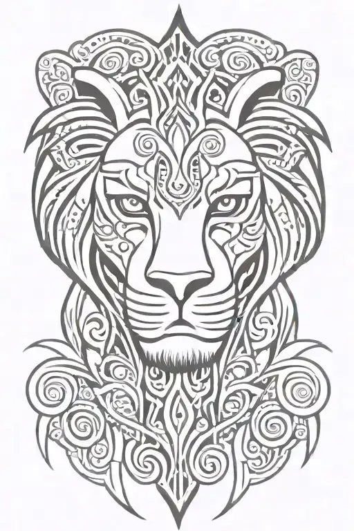 A tribal mixed tattoo with half a lion and half a srilankan mask tattoo, to be on the right hand wrist area tattoo design idea
