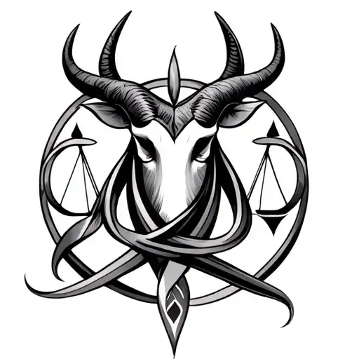 Taurus and Libra symbol intertwined tattoo design idea