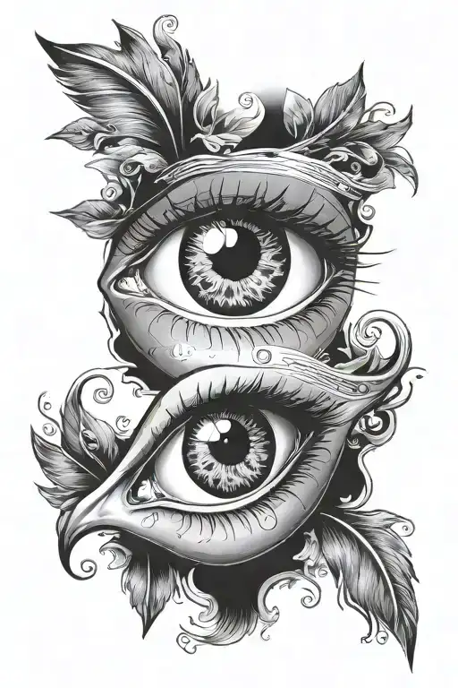 eye with numbers 19 and first name Victoire tattoo design idea