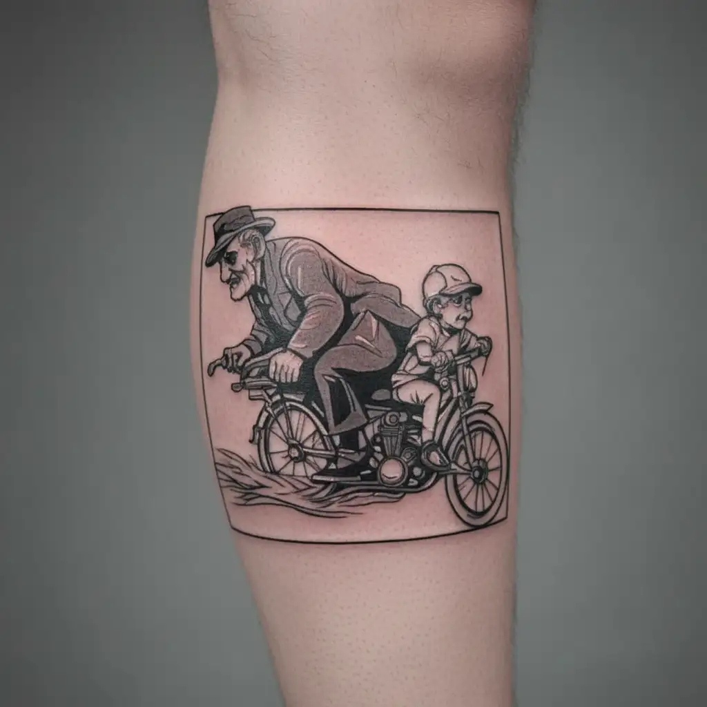 untill we meet again rip grandpa riding with his grandson   tattoo design idea