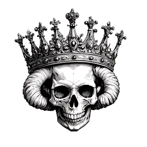 Queens Crown aries skull tattoo design idea