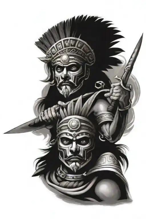 mexican warriors tattoo design idea