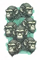 Cyberpunk three wise monkeys tattoo design idea