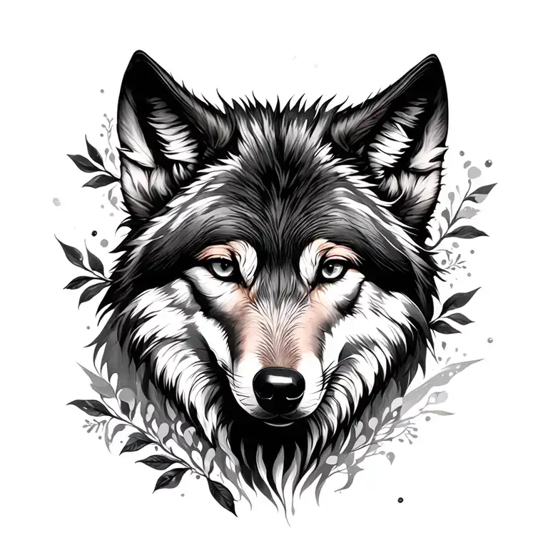 Feminine Wolf tattoo design idea