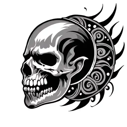 music and guam tribal half sleeve tattoo design idea