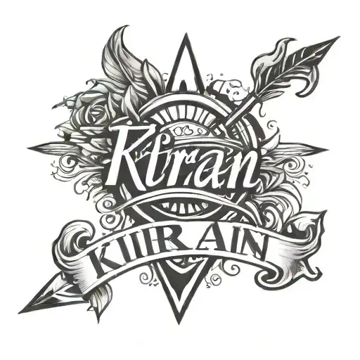 kiran name tattoo with arrow surrounded tattoo design idea