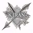 kiran name tattoo with arrow surrounded tattoo design idea