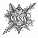 kiran name tattoo with arrow surrounded tattoo design idea