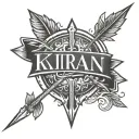 kiran name tattoo with arrow surrounded tattoo design idea
