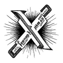 a P with an x over it with the x made out of this text sicut ferrum acuit ferrum sic alius acuit tattoo design idea