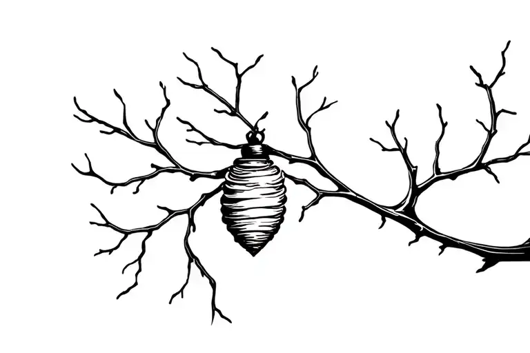 tree branch with embryo sac like beehive attached tattoo design idea