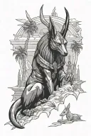 anubis  graveyard scene tattoo design idea
