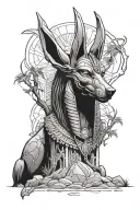 anubis  graveyard scene tattoo design idea