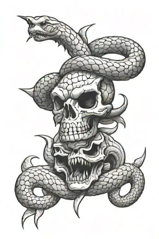 dagger with rattle snake head  tattoo design idea