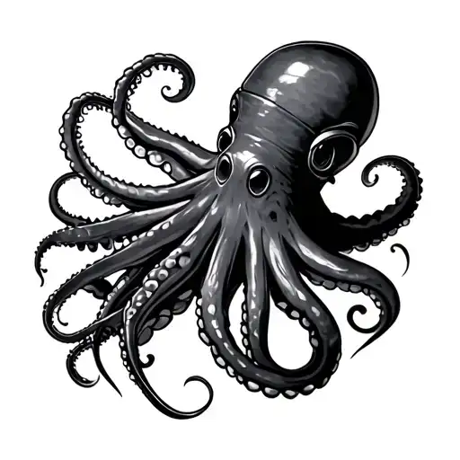 giant squid and torpedo tattoo design idea