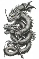 basilisk and sword piercing tattoo design idea