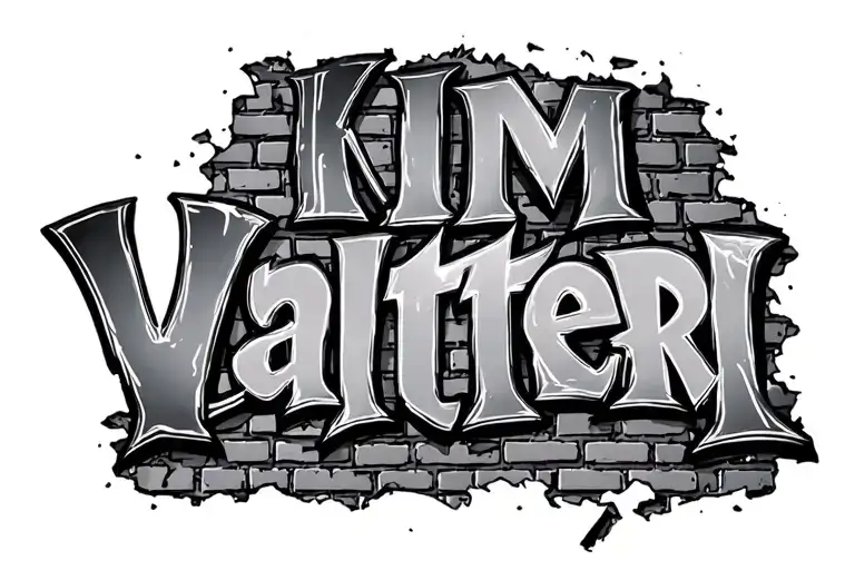 "Kim Valtteri " Brick wall crumbling tattoo design idea