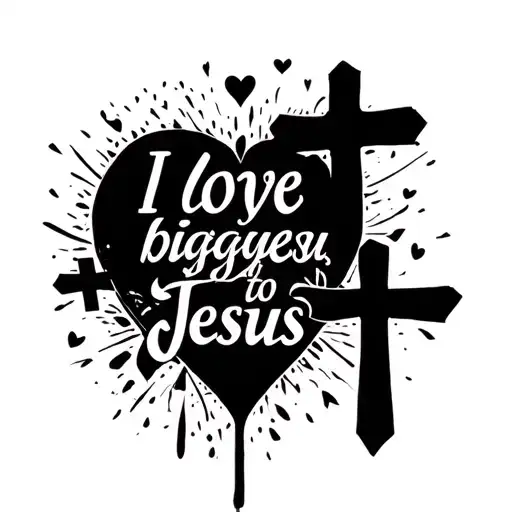 I love you biggest to Jesus in words with crosses tattoo design idea
