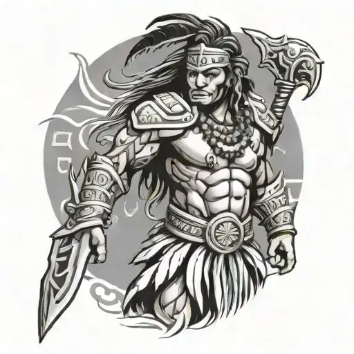 A Tahitian warrior symbolizing courage and strength tattoo design idea