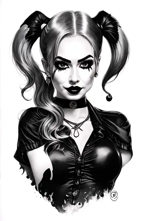 Harley Quinn Potrait Image tattoo design idea