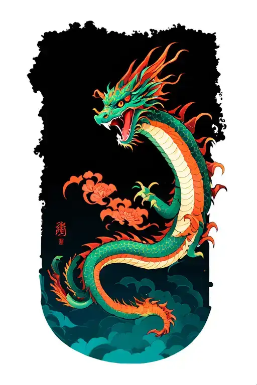 dragon flying tattoo design idea