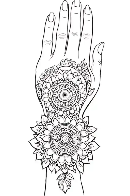 women's wrist cuff mandala tattoo wraps tattoo design idea
