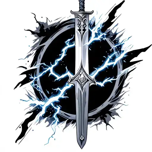 sword with lightning  tattoo design idea