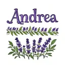 lavenders spelling out andrea tattoo design idea