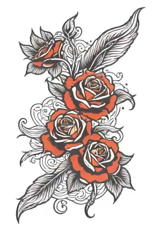 Lubu with rose and torns underneath the sky tattoo design idea