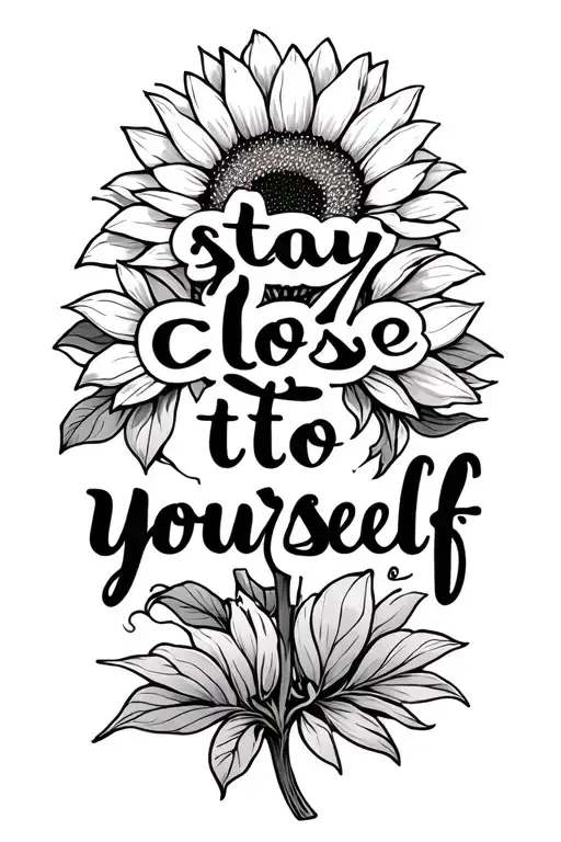 "stay close to yourself " sunflower tattoo design idea