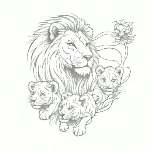lion and 3 cubs  tattoo design idea