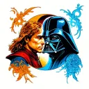Anakin and Darth Vader Yin Yang tattoo design idea