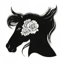 horse head with the name Bella tattoo design idea