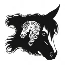 horse head with the name Bella tattoo design idea