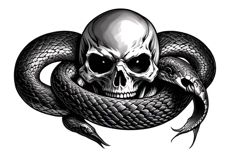 grim reaper snake wrapping tattoo design idea