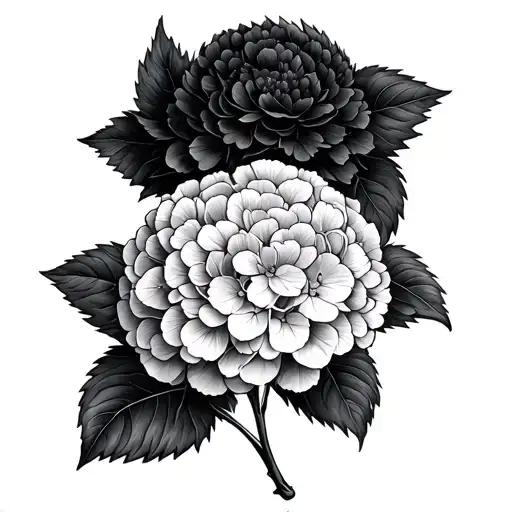 Black Hydrangea tattoo design idea