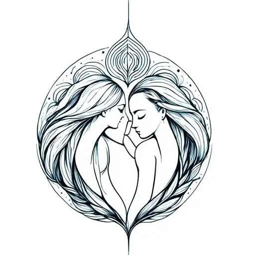 mother and daughter small and meaningful symbols tattoo design idea