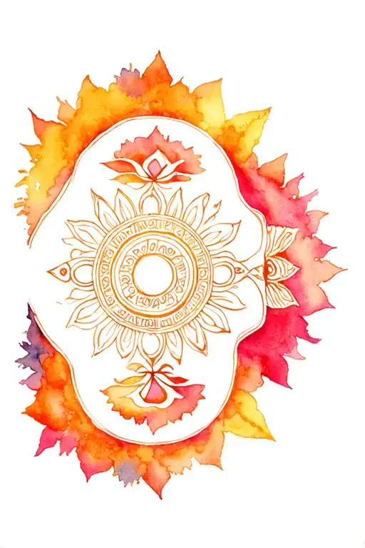 sudarshan chakra surrounded tattoo design idea