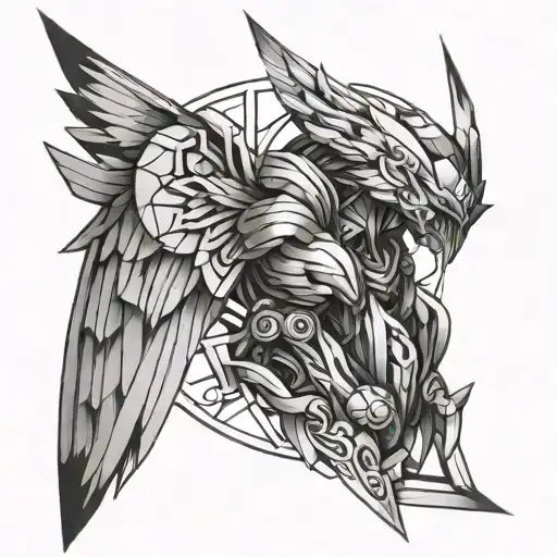 Angemon geometric design tattoo design idea