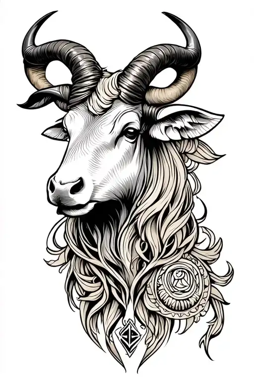 Taurus protecting aries zodiac sign tattoo design idea