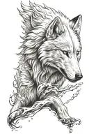 white wolf half sleeve water reflection  tattoo design idea