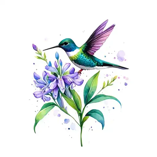 hyacinth and hummingbird tattoo tattoo design idea
