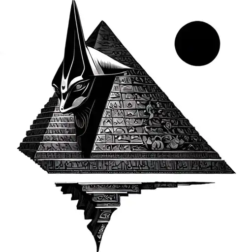 Anubis sustaining you from ra Inside pyramid tattoo design idea
