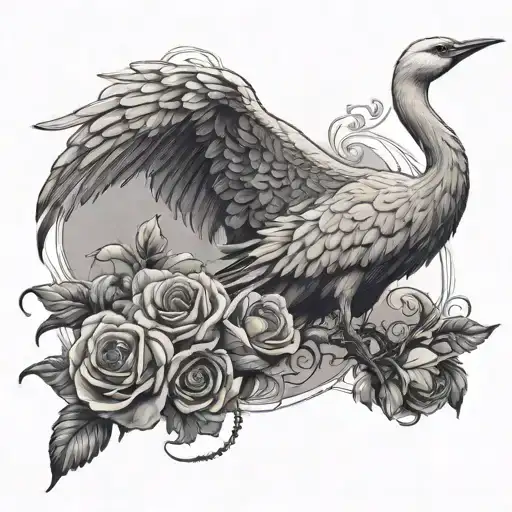 a huge crane drags Aphrodite in its paws tattoo design idea