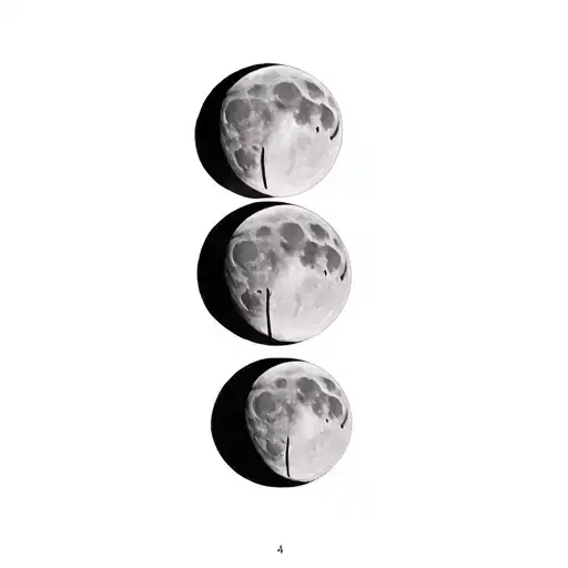 Create me a tattoo image of the moon phases divided into 7 phases. Phase number 4 must be the full moon. On the spine tattoo design idea