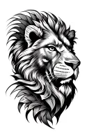 Create a Polynesian style tattoo on the entire left leg - masculine, characterful with a Polynesian lion, from ankle to buttock tattoo design idea