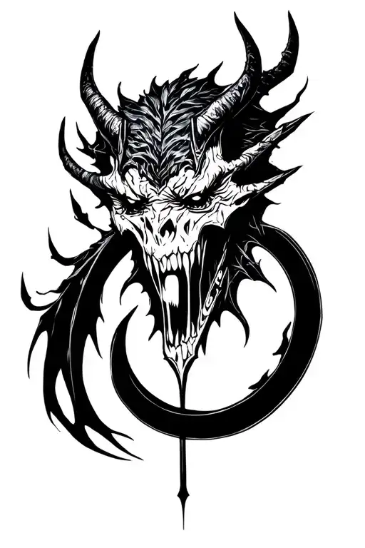 demon sign, 8 arrows in the circle inside tattoo design idea