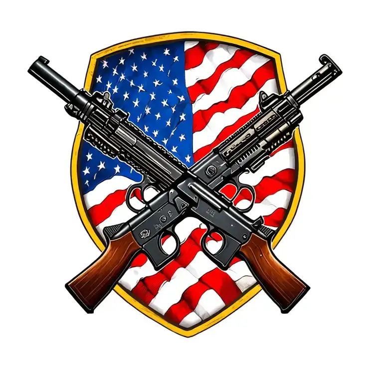 Incorporate the iconic symbol of the US Army infantry crossed rifles in a modern and abstract way tattoo design idea